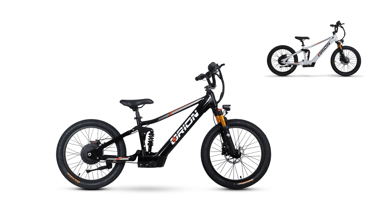 electric bicycle with suspension Orion e20x-FS Full 20inch 500W 48V Balance Bike mid range playa ebike 2026 and front and rear Street To Stationary Bike Option:Black + Gray