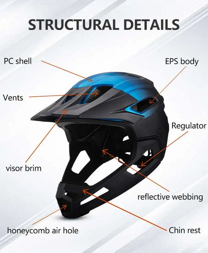 Eastinear Adult Mtb Helmet Bicycle Full Face Detachable One-piece Motorcycle Riding Safety Helmet Head Protection Outdoor