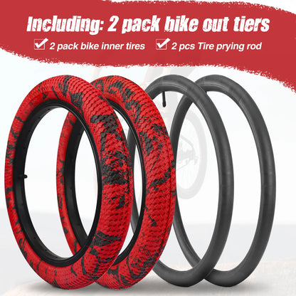 Bundle 2 Pack Color 16" Bike Tires with Tubes & Levers - Red, Blue, Green