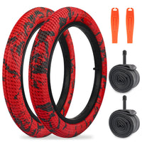 Bundle 2 Pack Color 16" Bike Tires with Tubes & Levers - Red, Blue, Green