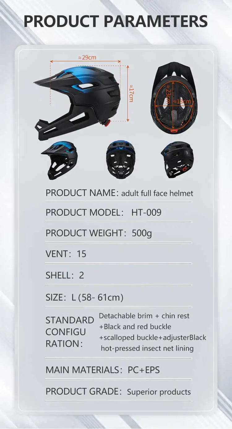 Eastinear Adult Mtb Helmet Bicycle Full Face Detachable One-piece Motorcycle Riding Safety Helmet Head Protection Outdoor