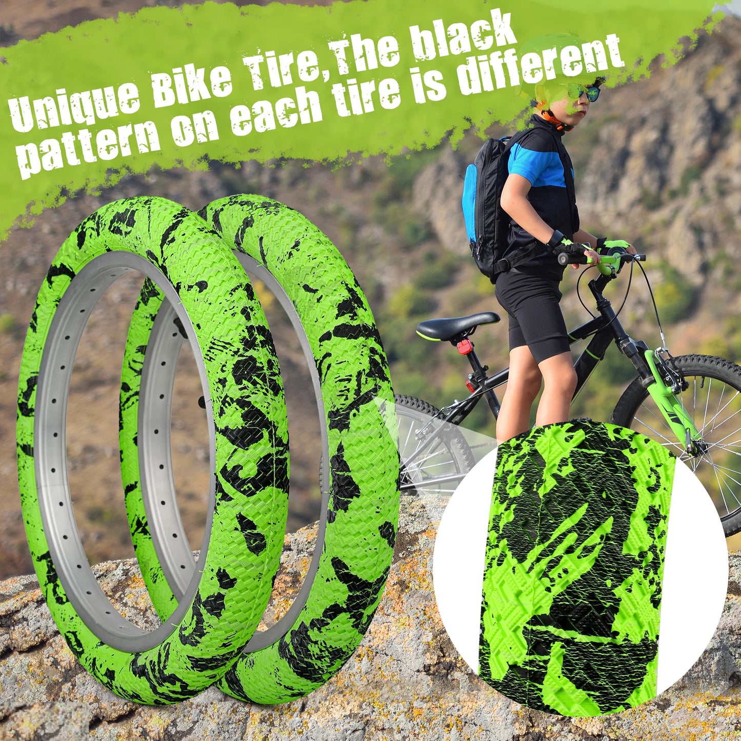 Bundle 2 Pack Color 16" Bike Tires with Tubes & Levers - Red, Blue, Green
