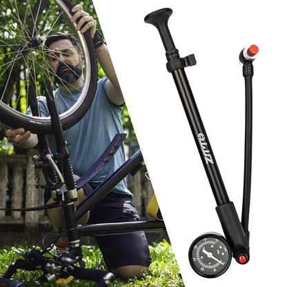 300PSI Bicycle Air Pump with Gauge MTB Bike Shock Pump High Pressure Bike Tire Air Pump for Mountain Bike Front/Rear Suspension