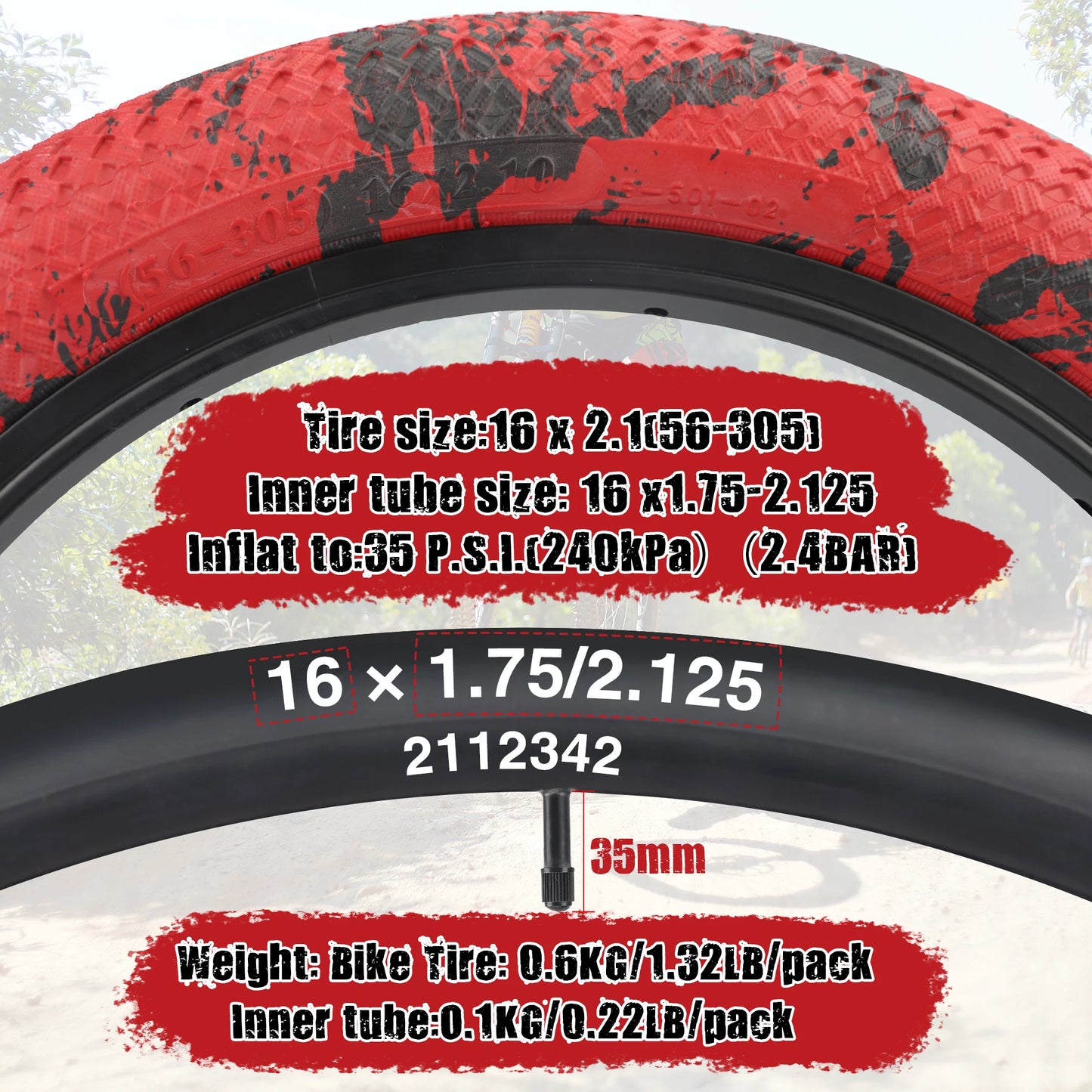 Bundle 2 Pack Color 16" Bike Tires with Tubes & Levers - Red, Blue, Green