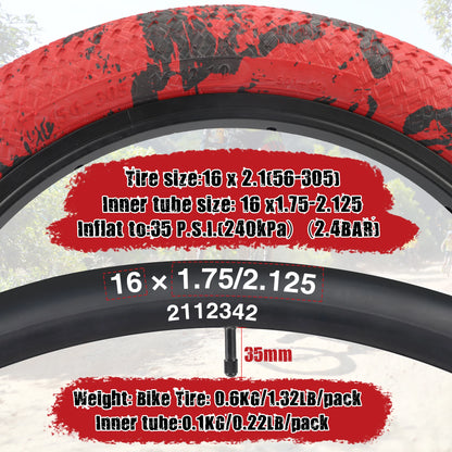 Bundle 2 Pack Color 16" Bike Tires with Tubes & Levers - Red, Blue, Green