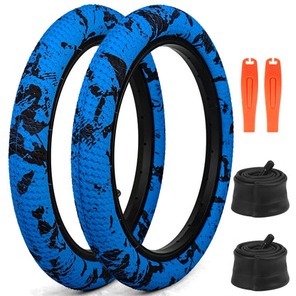 Bundle 2 Pack Color 16" Bike Tires with Tubes & Levers - Red, Blue, Green