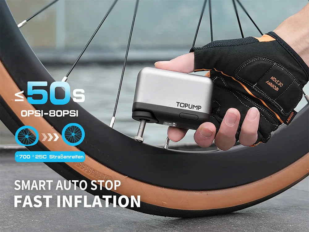 TOPUMP TB2 PRO Electric Mini Portable Pump for Bikes Cordless Tire Inflator 120PSI