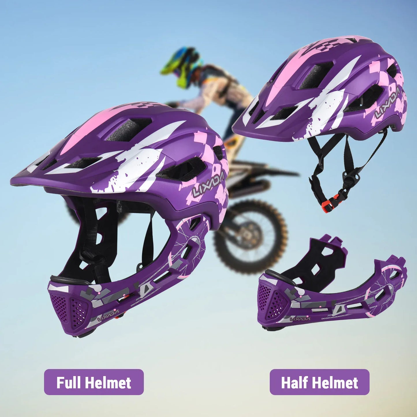 Kids Cycling Helmet Detachable Full Face Helmet Adjustable Cycling Helmet Bicycle helmet for Children Cycling bike accessories