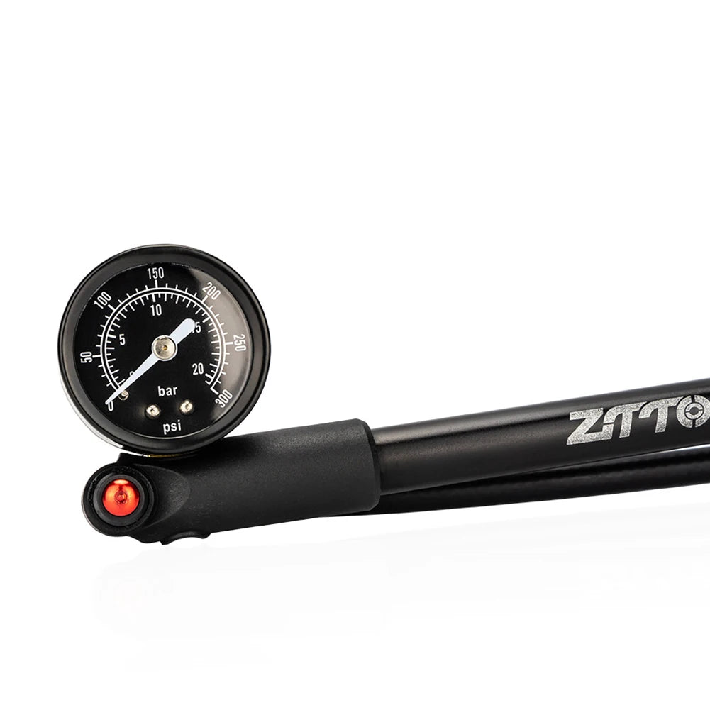 300PSI Bicycle Air Pump with Gauge MTB Bike Shock Pump High Pressure Bike Tire Air Pump for Mountain Bike Front/Rear Suspension