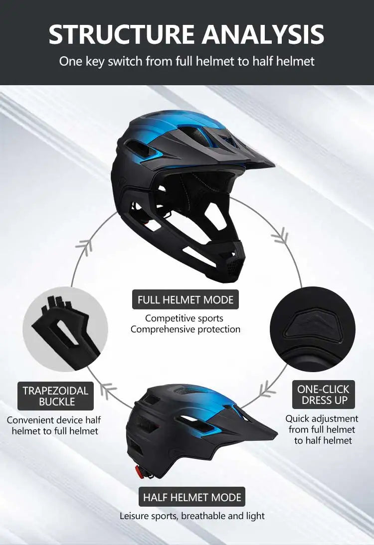 Eastinear Adult Mtb Helmet Bicycle Full Face Detachable One-piece Motorcycle Riding Safety Helmet Head Protection Outdoor