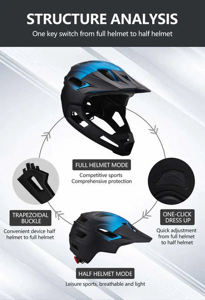 Eastinear Adult Mtb Helmet Bicycle Full Face Detachable One-piece Motorcycle Riding Safety Helmet Head Protection Outdoor