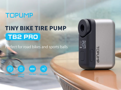 TOPUMP TB2 PRO Electric Mini Portable Pump for Bikes Cordless Tire Inflator 120PSI