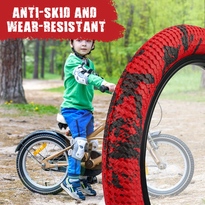 Bundle 2 Pack Color 16" Bike Tires with Tubes & Levers - Red, Blue, Green
