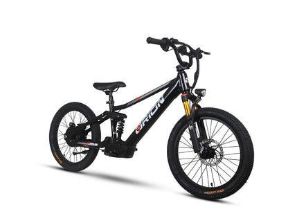 Black electric bike with visible brand logo on a white background