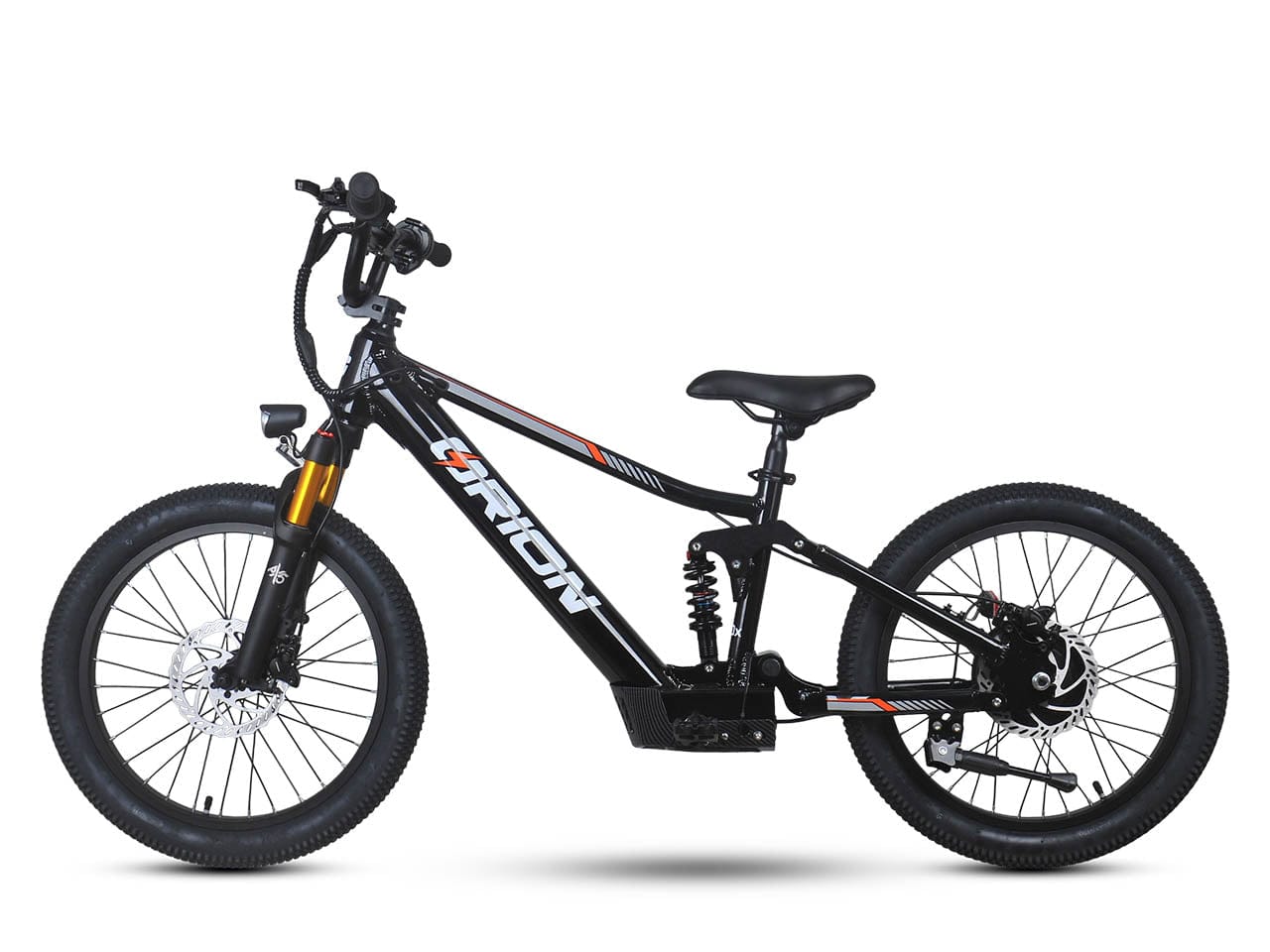 Black electric bike with visible brand logo on a white background
