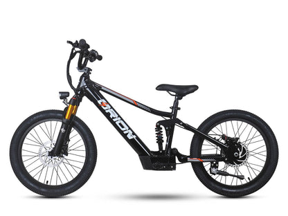 Black electric bike with visible brand logo on a white background