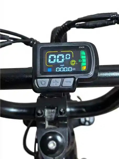 Digital display on a bicycle handlebar with control buttons