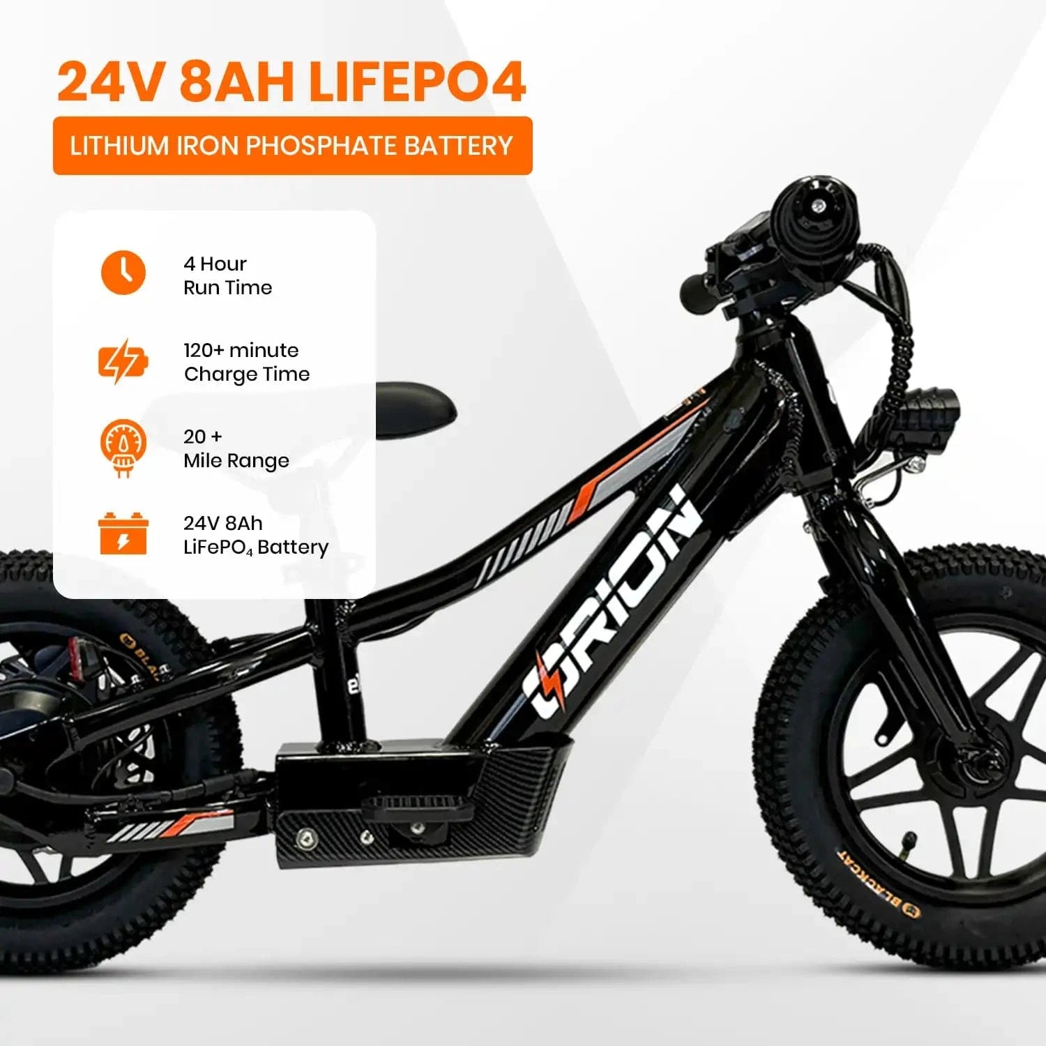 2025 Orion e12x – 12″ Wheel 250W 24V – Deluxe Electric Balance Bike