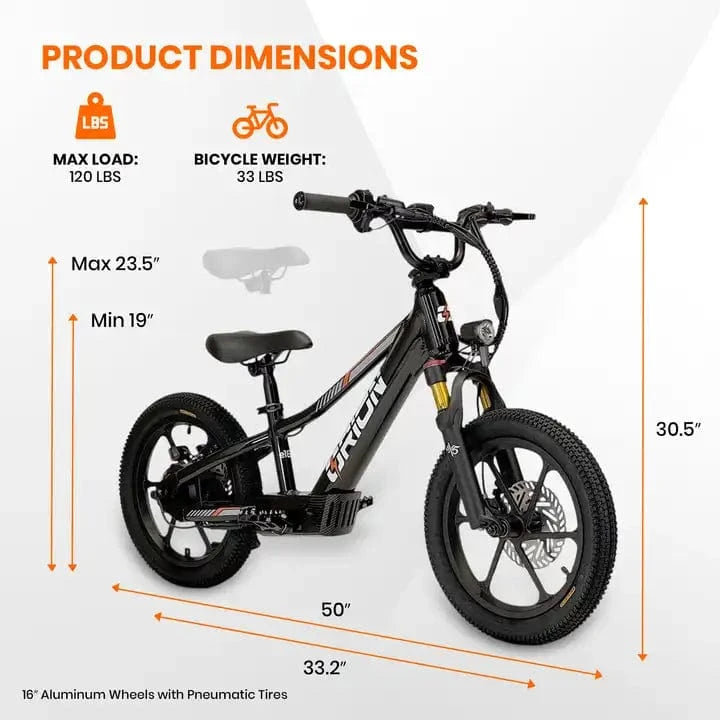 2025 Orion e16x – 16″ Wheels 350W 36V – Deluxe Electric Balance Bike