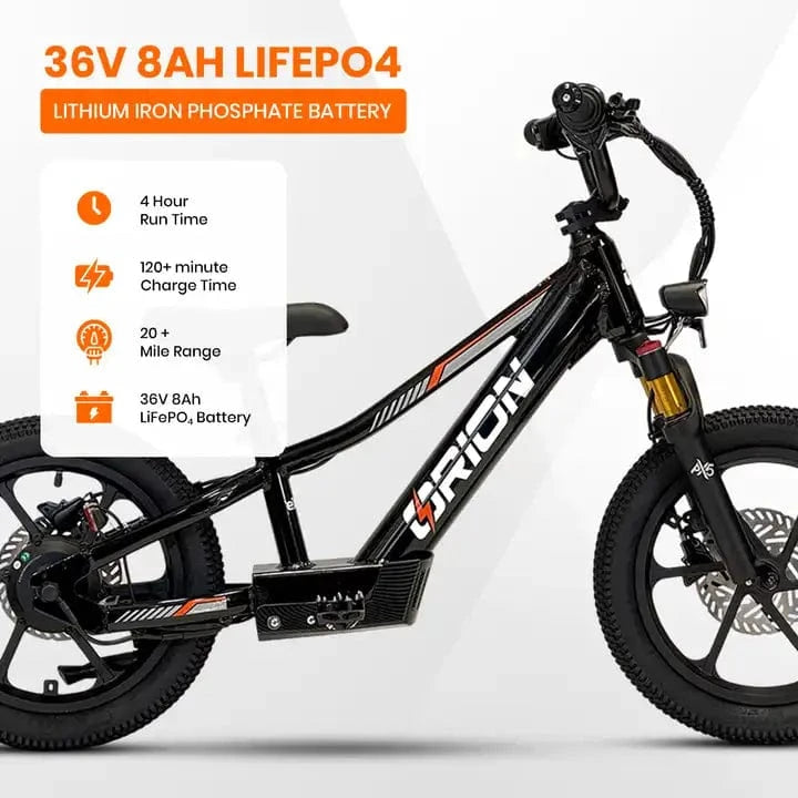 2025 Orion e16x – 16″ Wheels 350W 36V – Deluxe Electric Balance Bike