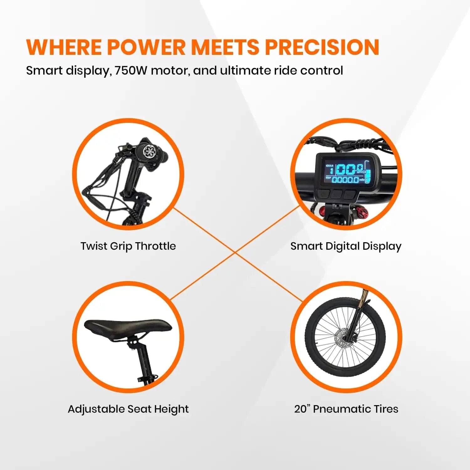 2025 Orion e24x – 24″ Wheel 750W 60V – Deluxe Electric Balance Bike