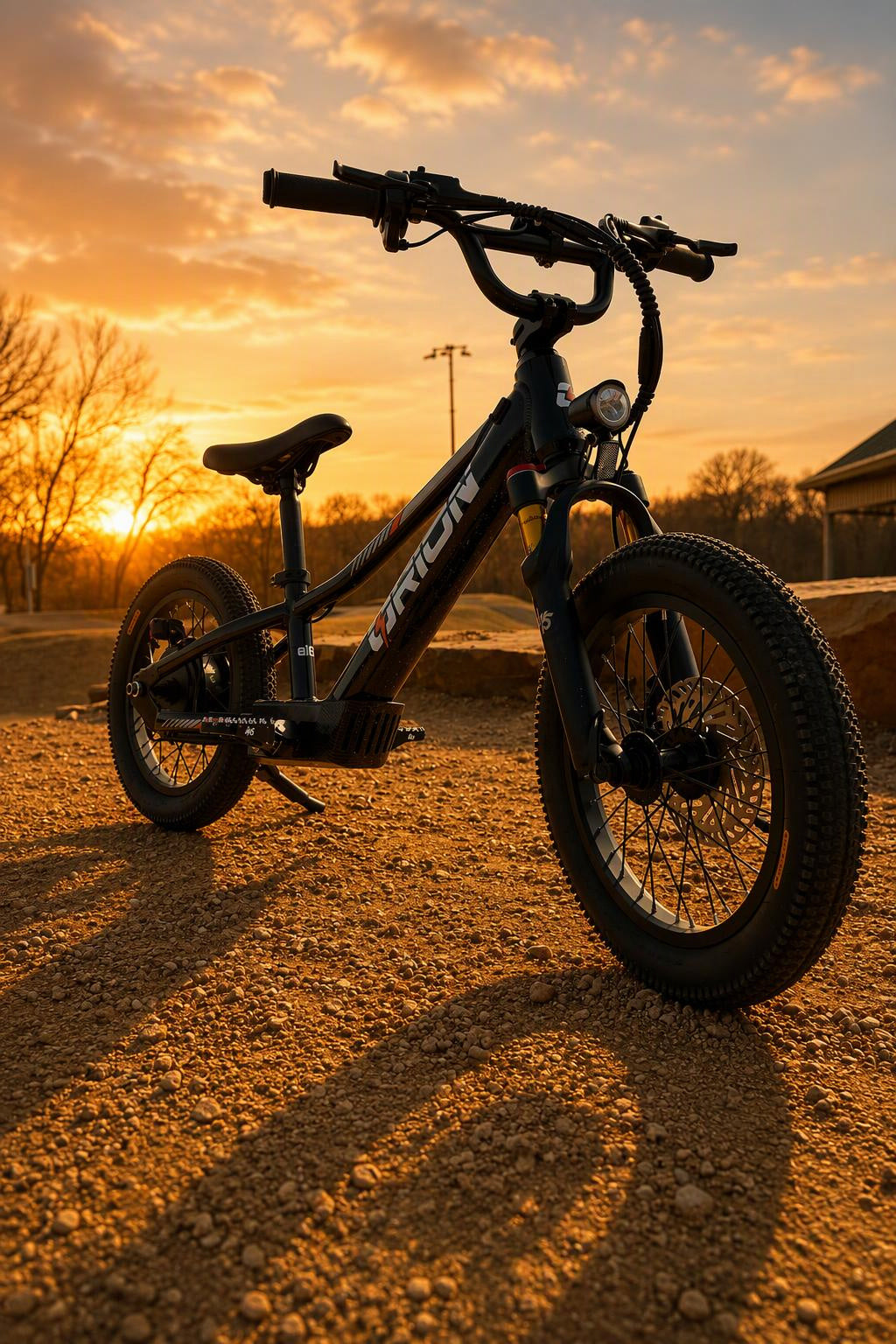 Orion e16X electric balance bike at sunset